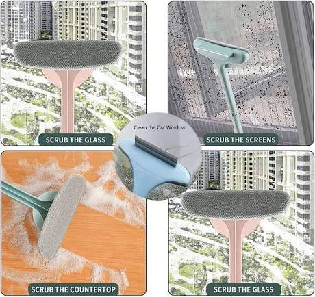 Window Screen Cleaning Brush with Wiper