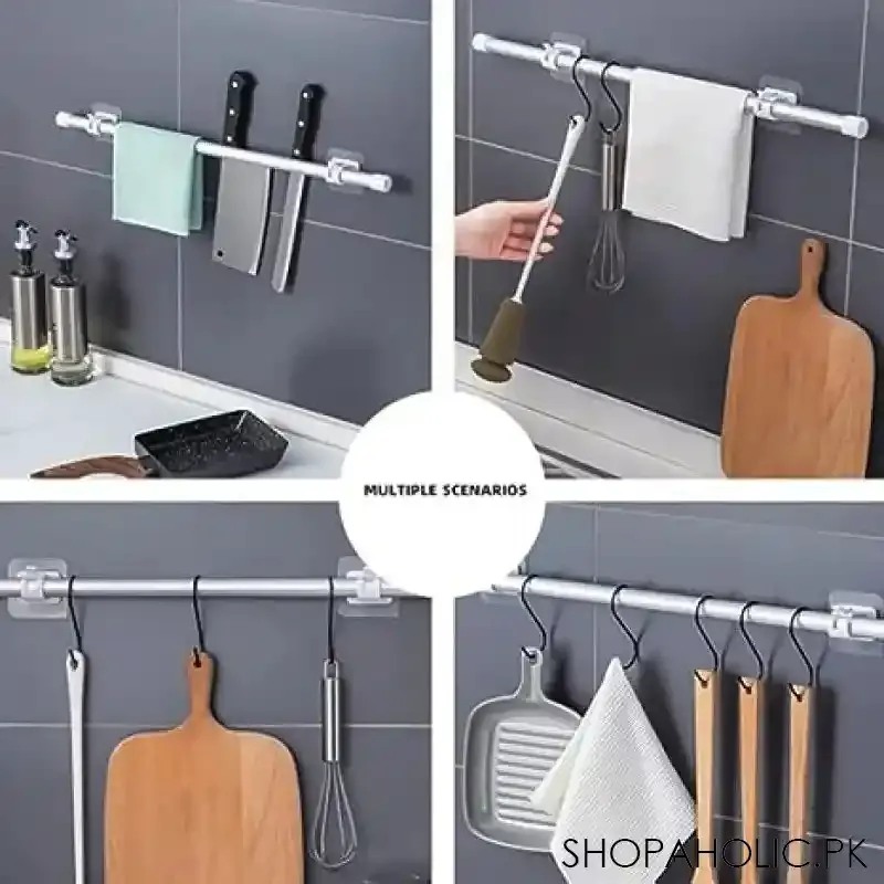 LUXECART.PK Universal Curtain Rod Holder No-Drill Wall Mount Transparent