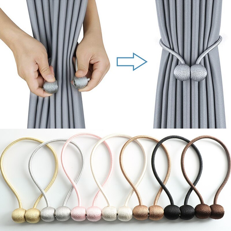 Deluxe Magnetic Curtain Tiebacks with Unique Wooden Balls