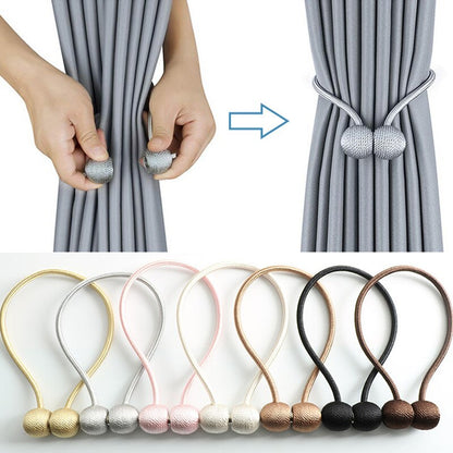 Deluxe Magnetic Curtain Tiebacks with Unique Wooden Balls