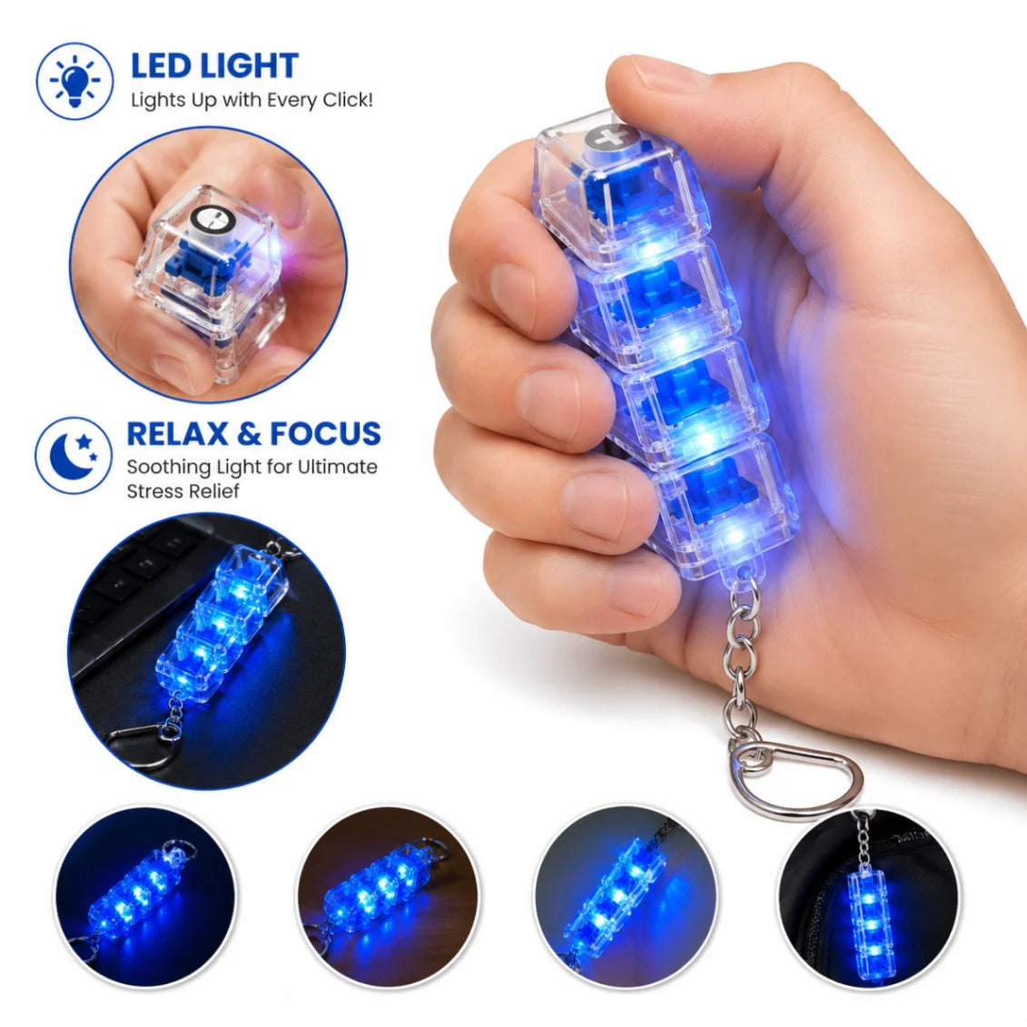 Premium Portable Mini Keyboard Stress Relief Keychain