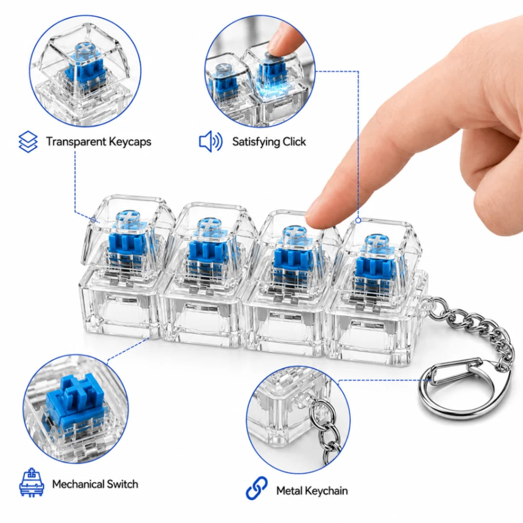 Premium Portable Mini Keyboard Stress Relief Keychain