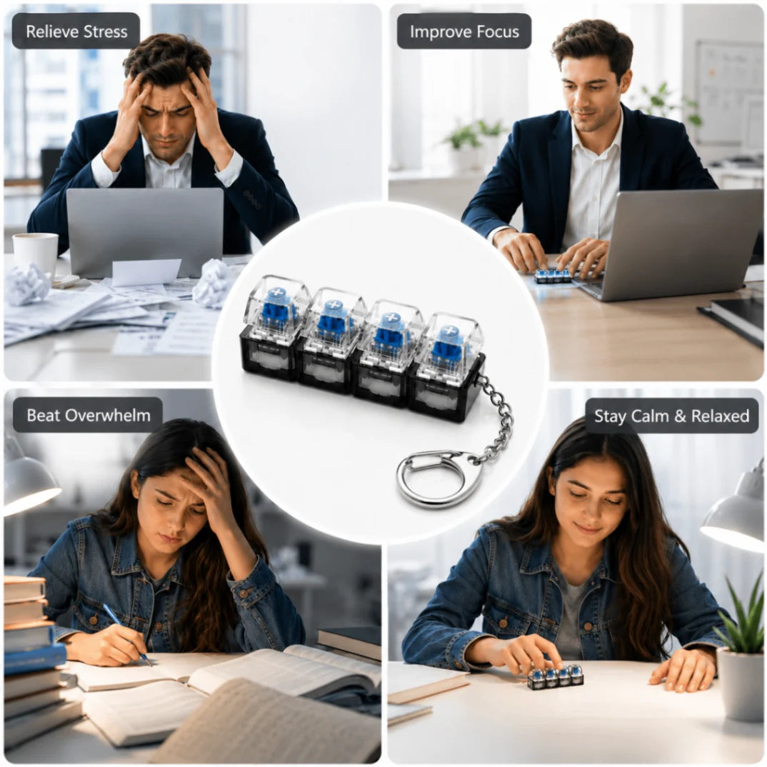 Premium Portable Mini Keyboard Stress Relief Keychain