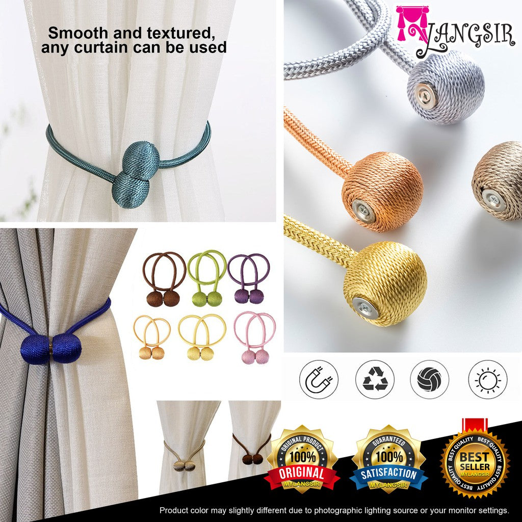Deluxe Magnetic Curtain Tiebacks with Unique Wooden Balls