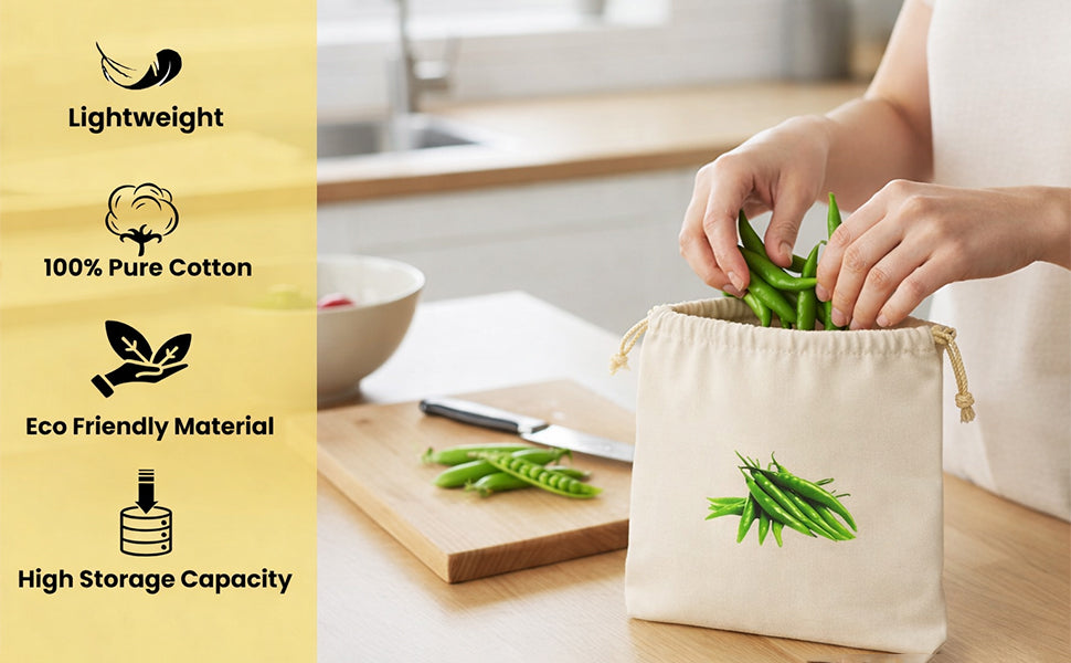 Reusable Cotton Vegetable Storage Bag