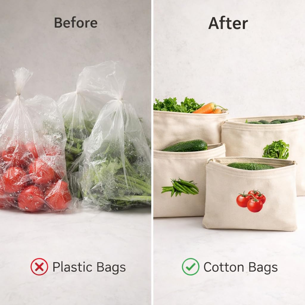 Reusable Cotton Vegetable Storage Bag