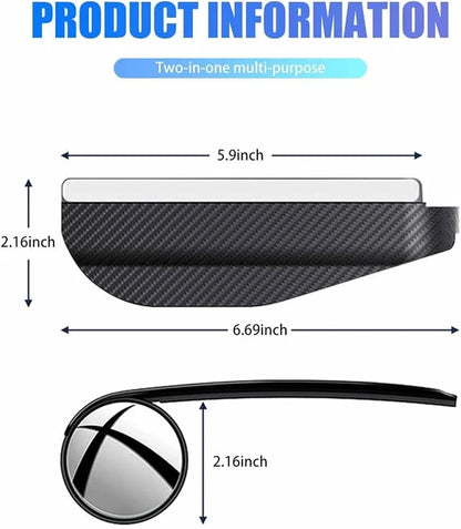 Car Blind Spot Mirror with Rain Eyebrow