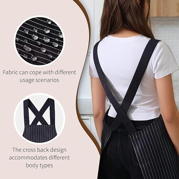 Professional Cross Back Kitchen Apron With Pockets