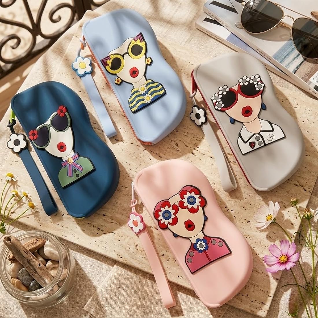 Silicone Sunglasses Case With Zipper & Lanyard
