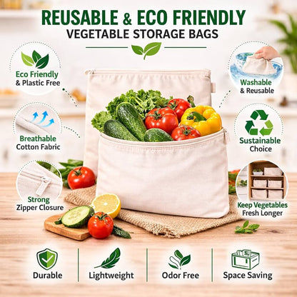 Reusable Cotton Vegetable Storage Bag
