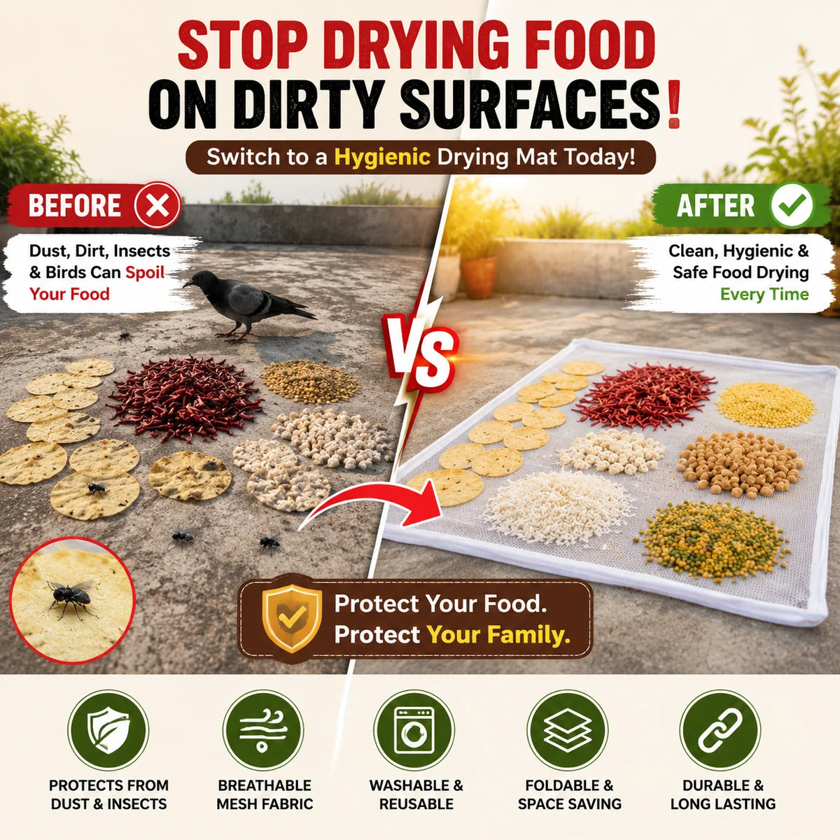 Premium Hygienic Food Drying Mat for Kitchen