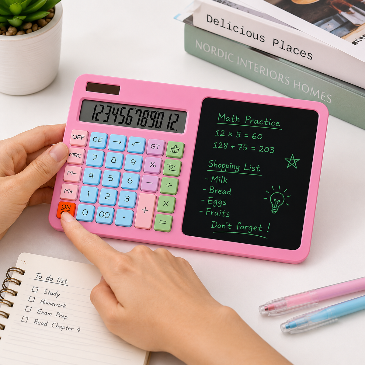 Premium 2-in-1 Calculator & LCD Writing Tablet