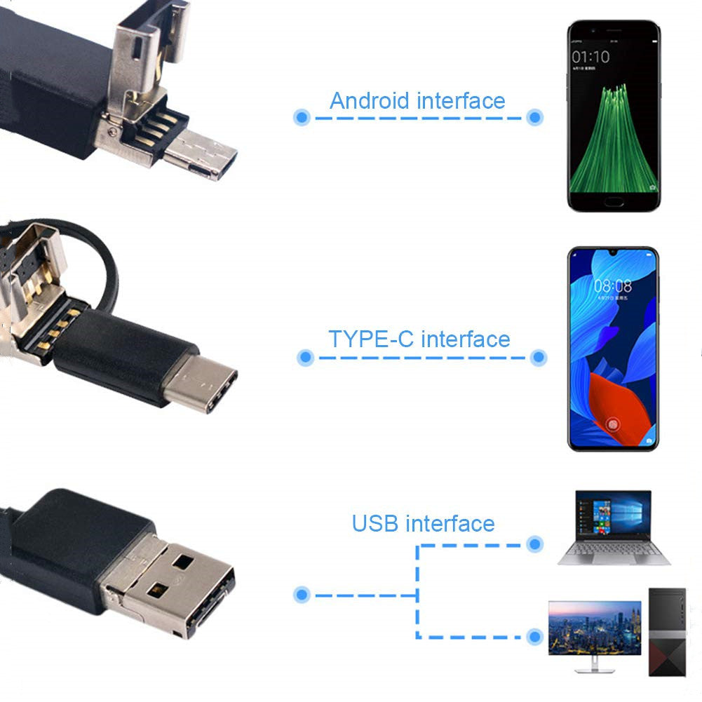 3 In 1 Type C Type-Micro USB-Pc Endoscope Cam 3.5m
