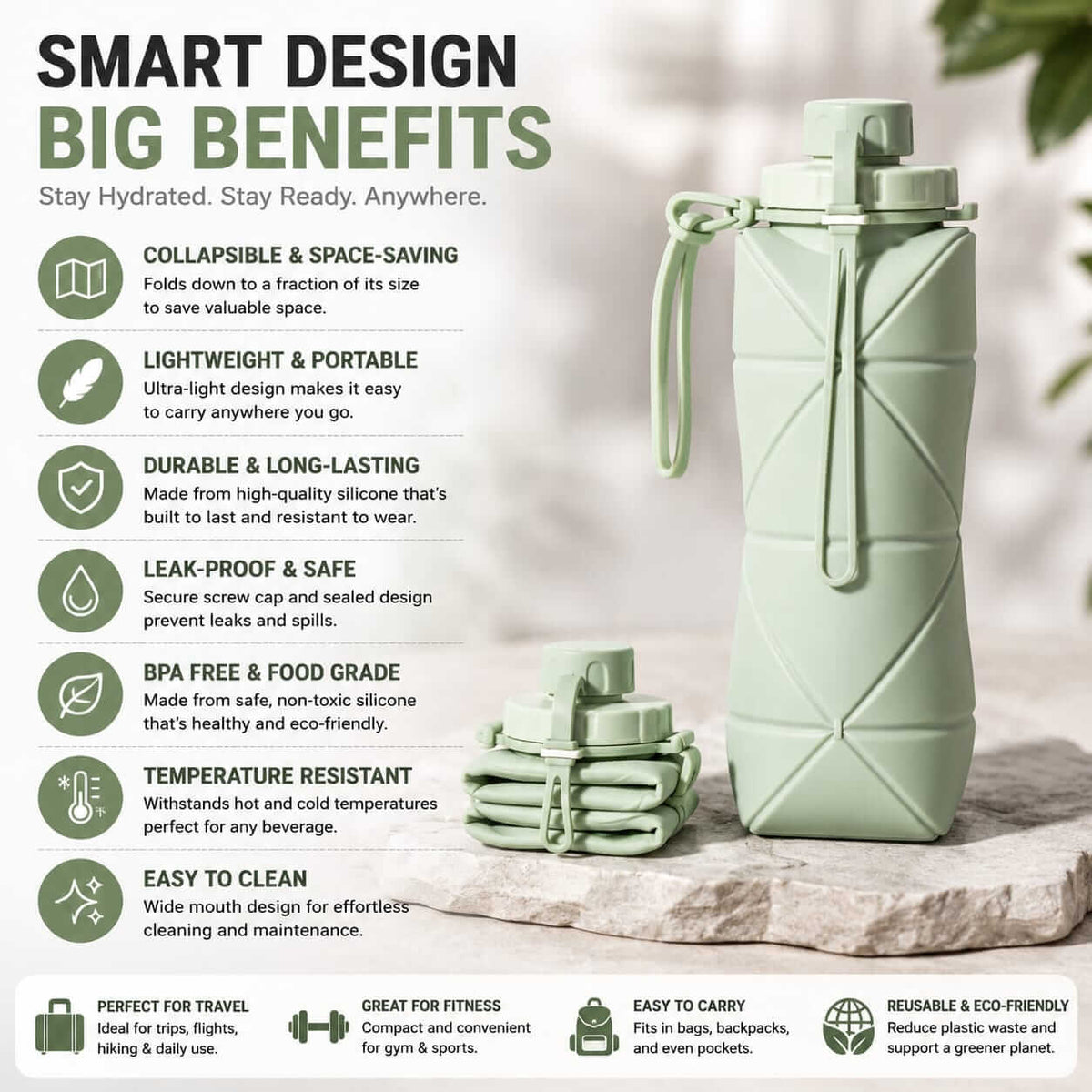 Silicone Foldable Water Bottle