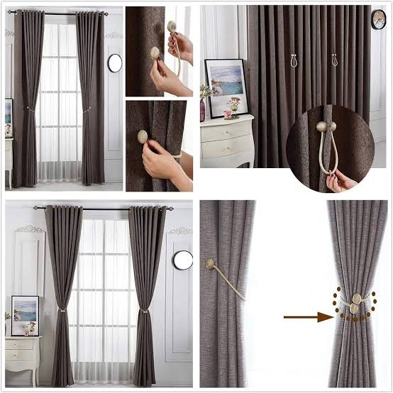 Deluxe Magnetic Curtain Tiebacks with Unique Wooden Balls