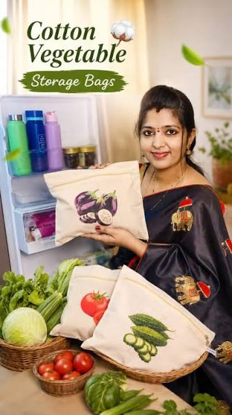 Reusable Cotton Vegetable Storage Bag