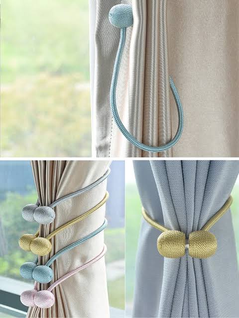 Deluxe Magnetic Curtain Tiebacks with Unique Wooden Balls