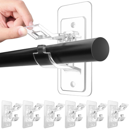 LUXECART.PK Universal Curtain Rod Holder No-Drill Wall Mount Transparent