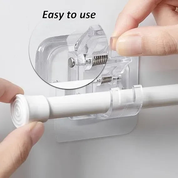 LUXECART.PK Universal Curtain Rod Holder No-Drill Wall Mount Transparent
