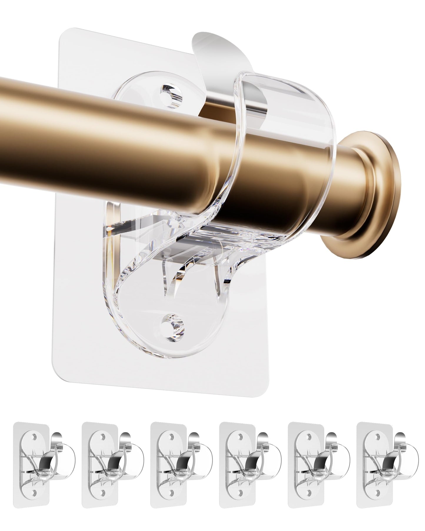 LUXECART.PK Universal Curtain Rod Holder No-Drill Wall Mount Transparent